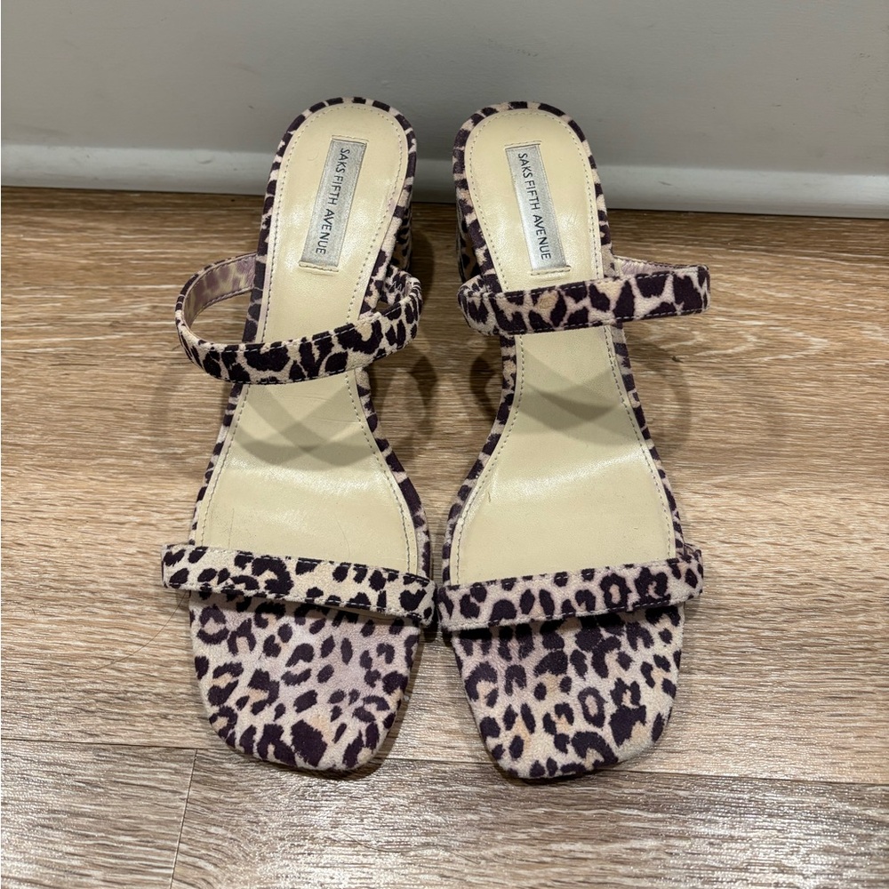 Saks Fifth Avenue Animal Print Block Heel Sandals
